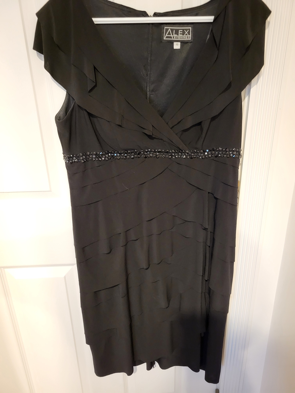 Alex Evenings Black Beaded Waist Midi Dress
